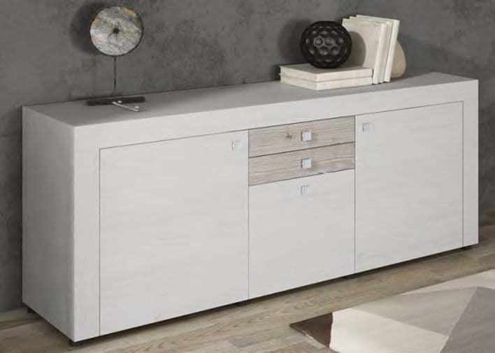 Aparador Elegante Blanco Poro con Salermo (Roble Europeo) - Imagen 1