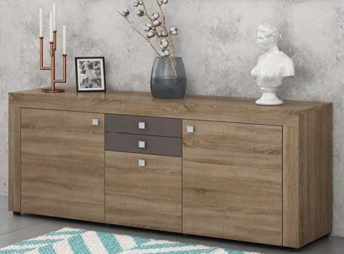 Aparador Elegante Blanco Poro con Salermo (Roble Europeo) - Imagen 2