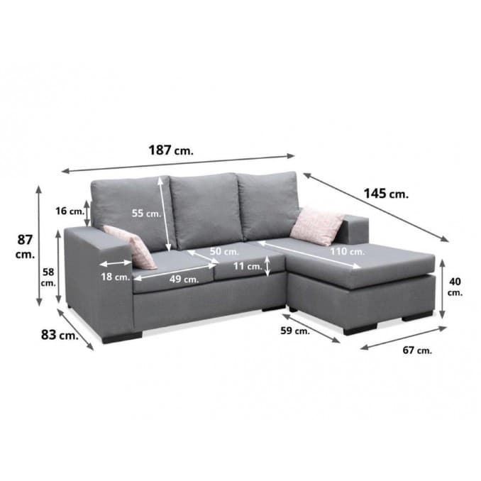 Chaiselongue Redondela Reversible 3 Plazas - Imagen 3