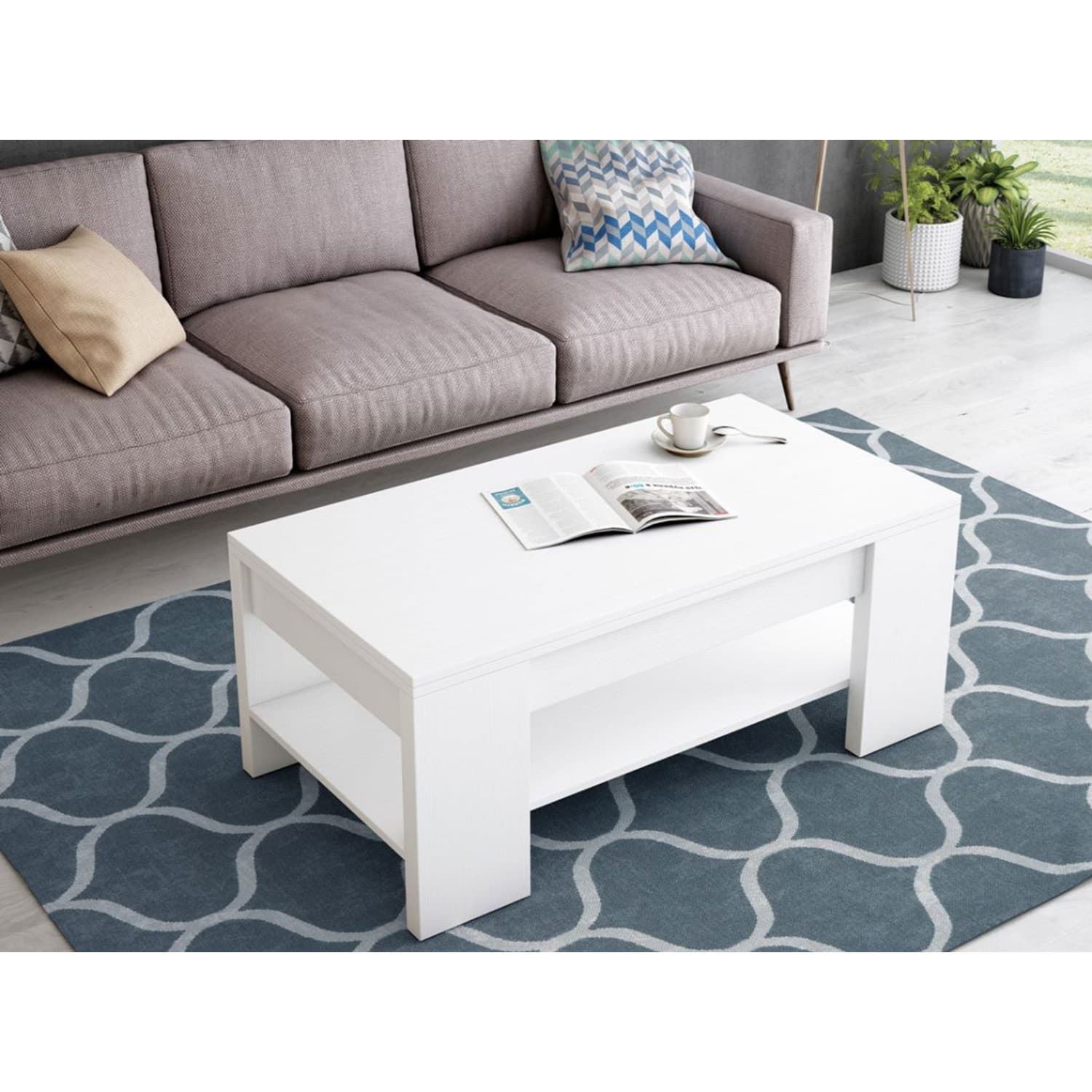 Mesa de Centro Lucía Convertible Blanco Poro - Imagen 2