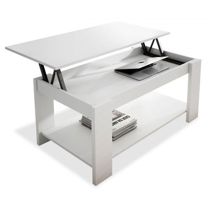 Mesa de Centro Vanesa Elevable Blanca - 101x55 cm - Imagen 2