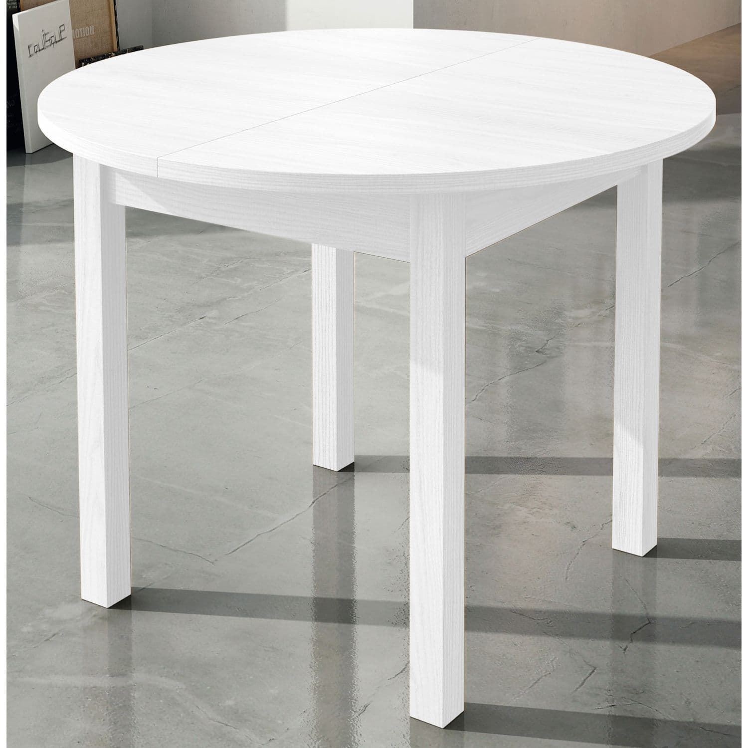 Mesa de Comedor Blanca Extensible Redonda 95 cm - Imagen 1
