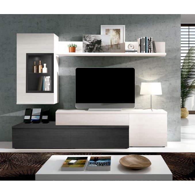 Mueble de Salón Nórdico Color Polar y Gris Azabache - Imagen 1