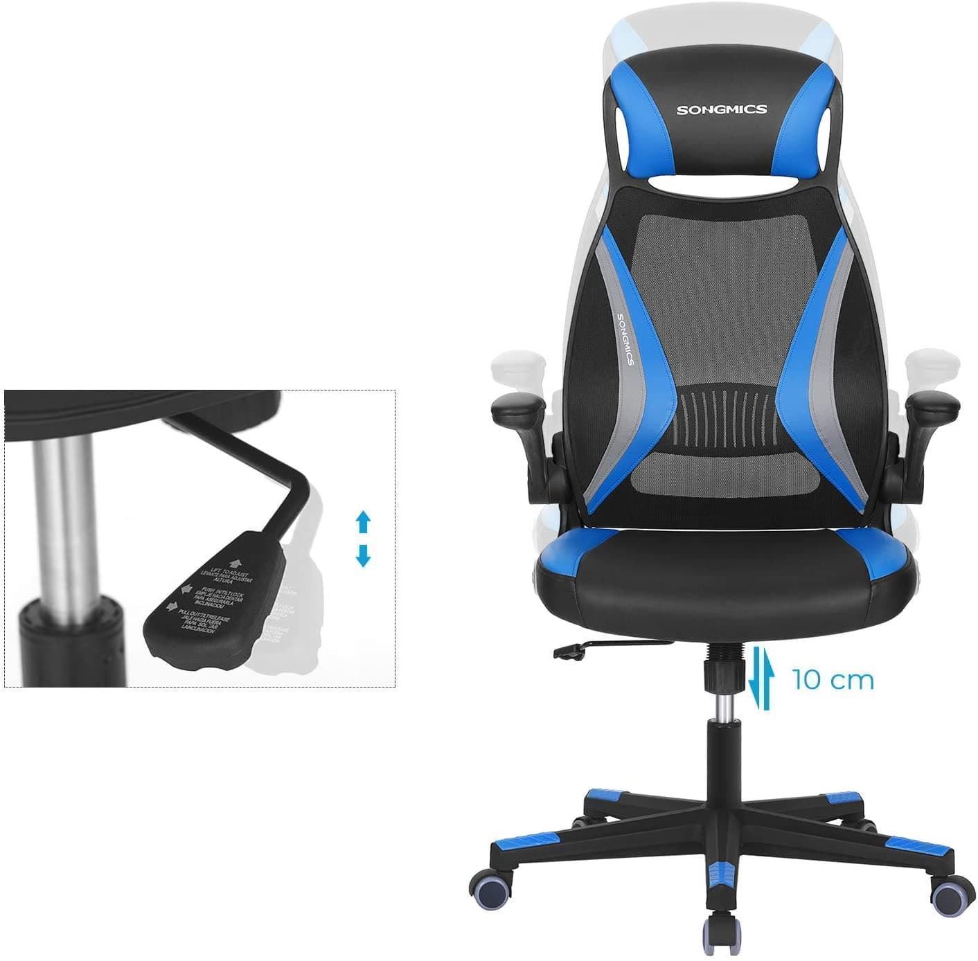 Silla Gaming de Malla color Negro Azul y Gris Oscuro - Imagen 3