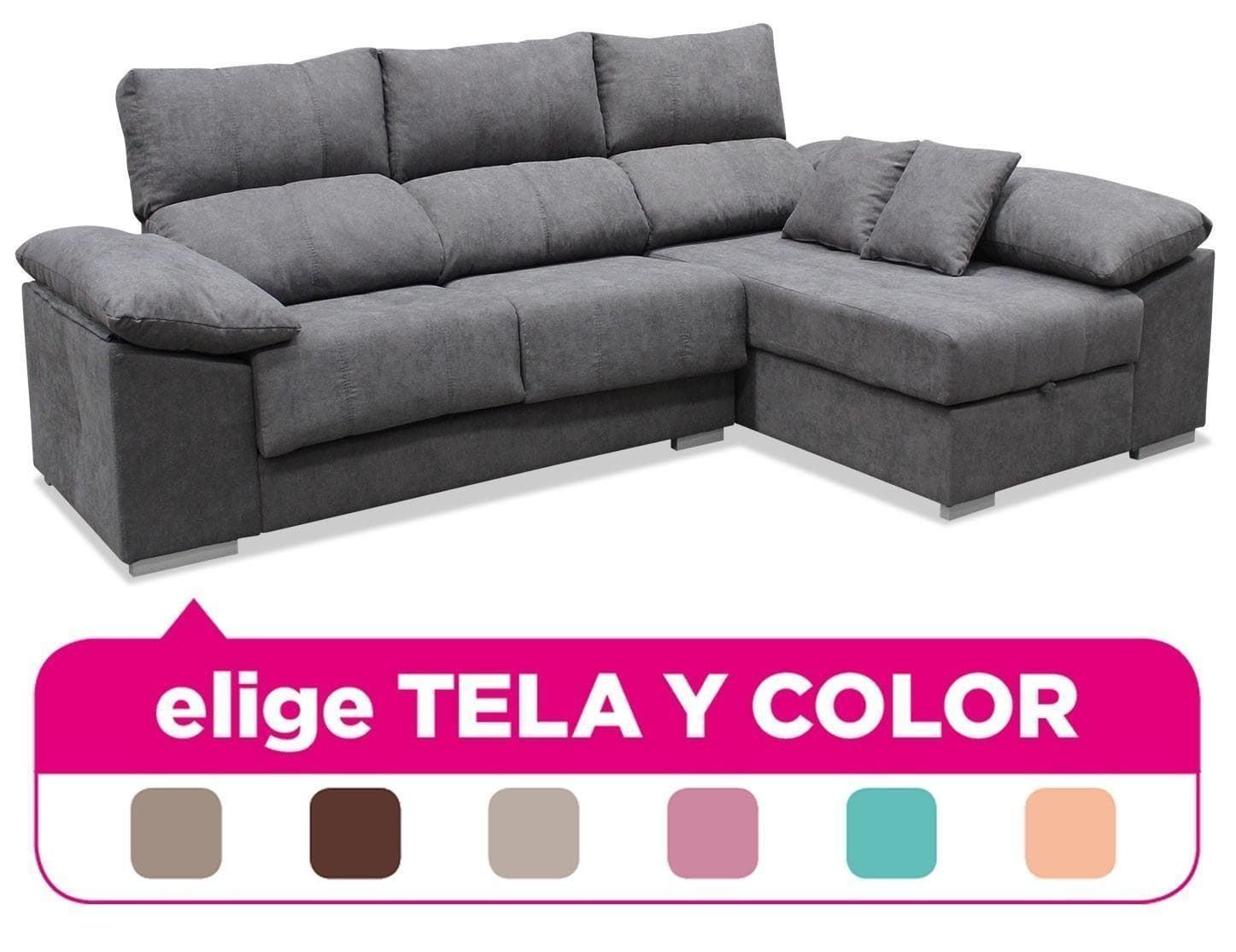 Sofá Chaiselongue Egipto 3 Plazas - Elige Tela y Color