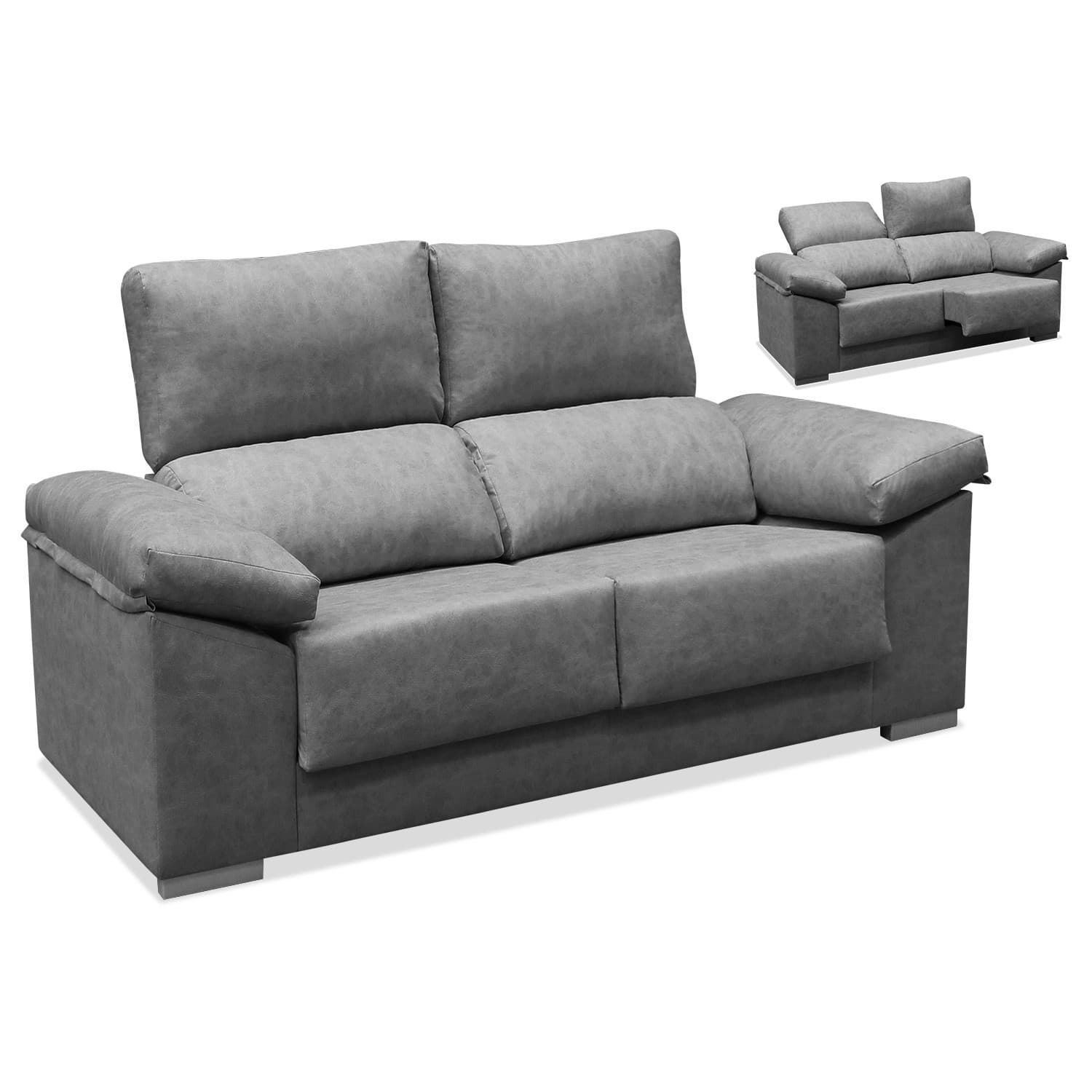 Sofá Chloe 2 Plazas Gris Acualine® Reclinable - Imagen 1